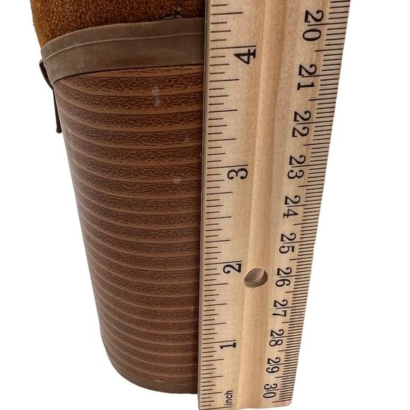 Lulus Essex Booties Brown Size 11 Mid Calf Pointed Toe Faux Leather Zippers Shoe - Picture 6 of 11